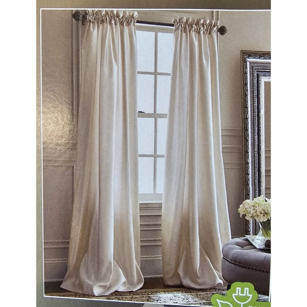 JcPenny Royal Velvet 50" x 84" Ivory Beige Curtain Panel‎ lined back tab